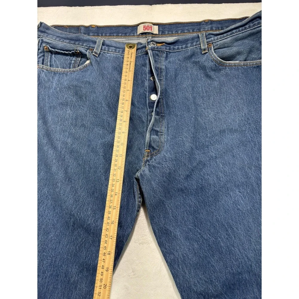 Levis 501 Jeans Mens 46x32 Blue Denim Button Fly Straight Leg Medium Wash XX